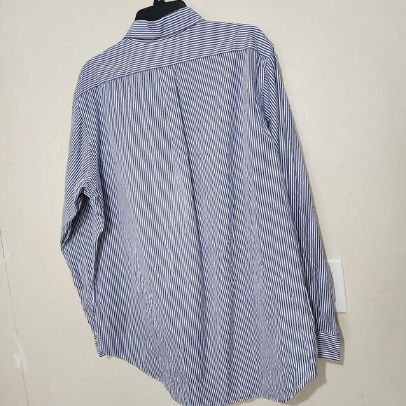 Polo Ralph Lauren Shirt Men Size 34-35 Classic Fit Blue Striped Button Down - Picture 4 of 10